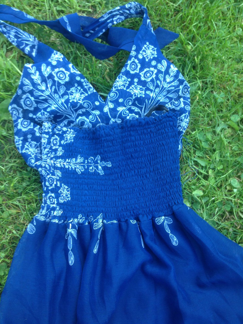 Blaues leichtes Strandkleid, Sommerkleid, Maxikleid