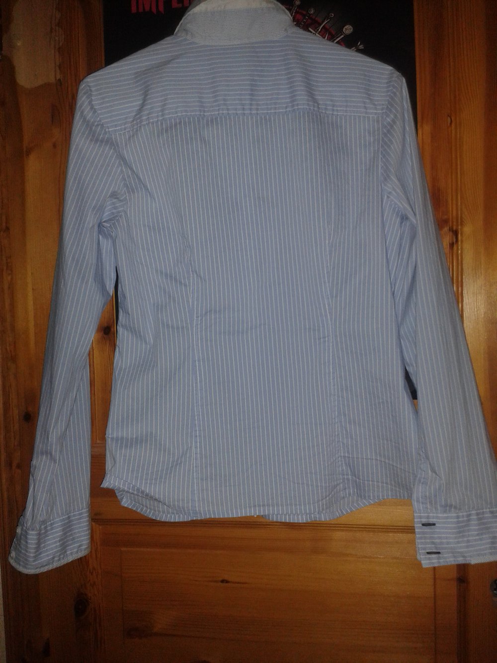 Bluse weiß blau Streifen langärmlig