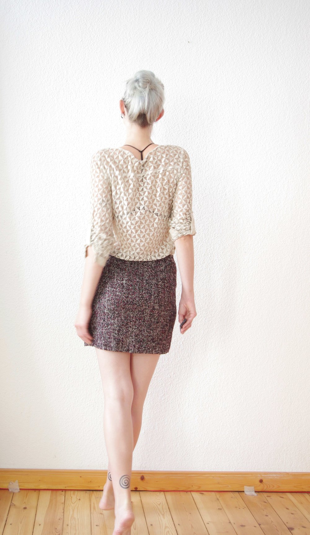 Gewebter Rock Gr. 36 S 38 Turnover Wolle Pencilskirt