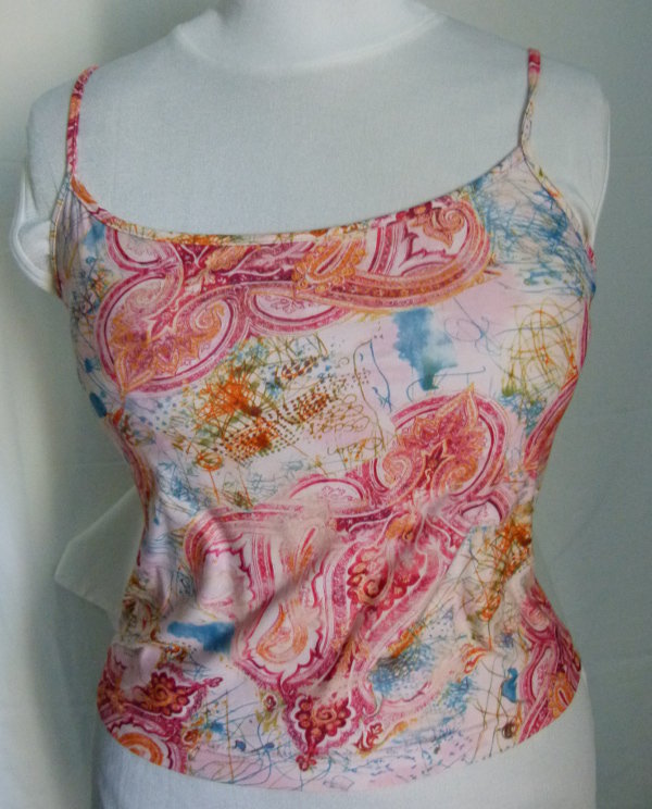 Twinset Chiffon Bluse mit passendem Top, pink orange hellblau, Boho Mori Hippie Sommer Strand Lagenlook Goa Festival
