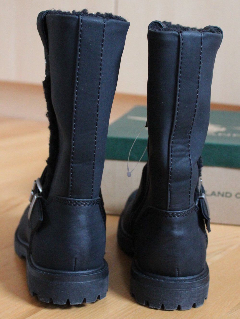 schwarze gefütterte Bikerboots, von Highland Creek, in Größe 36