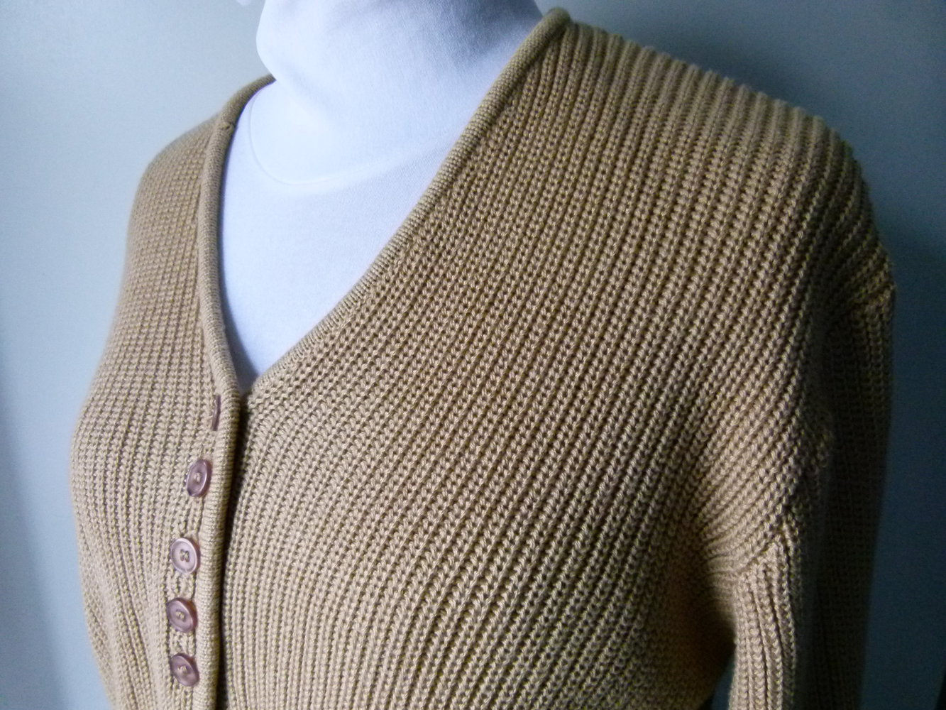 Strickjacke Cardigan, sandfarben hellbraun, Boho Mori Lagenlook Herbst Goa
