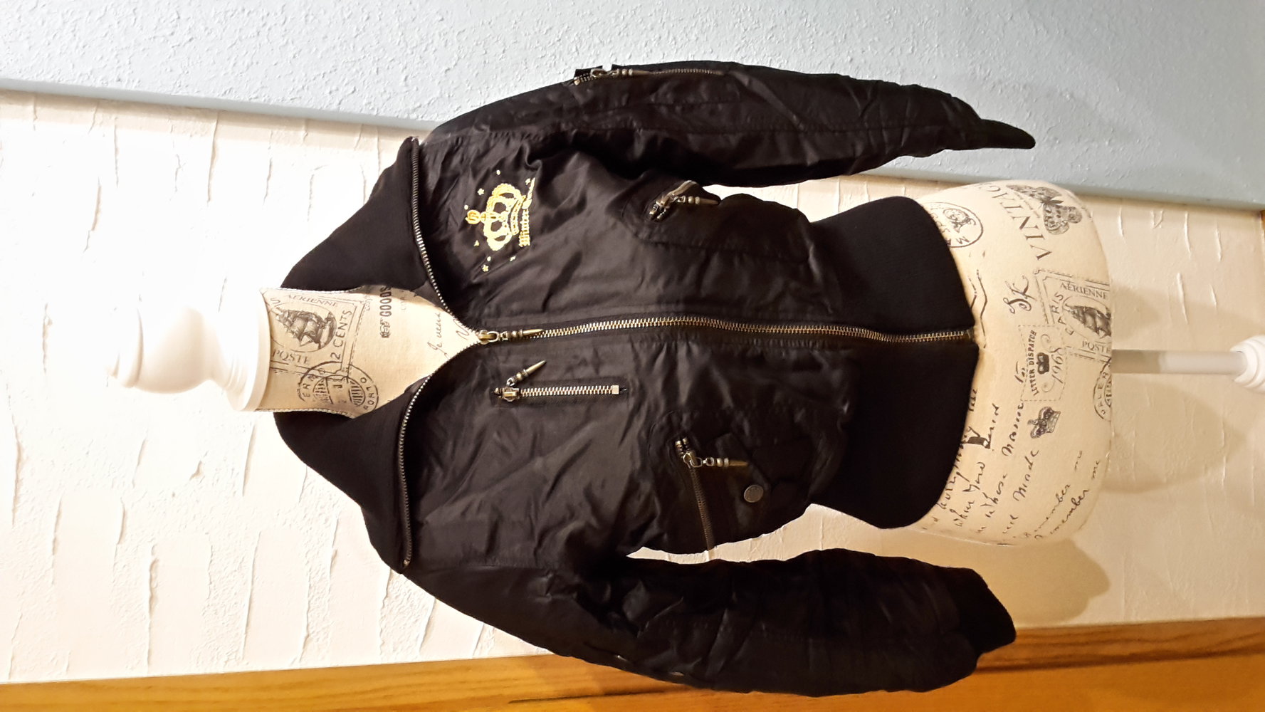 Gr.XS/34 Bomberjacke Winterjacke Übergangsjacke schwarz gold Rock