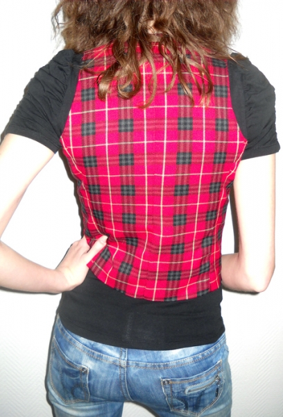 Weste Jacke Schotten Karo Nova Check rot kariert Military 32 34 36 XS S M doppelte Knopfleiste