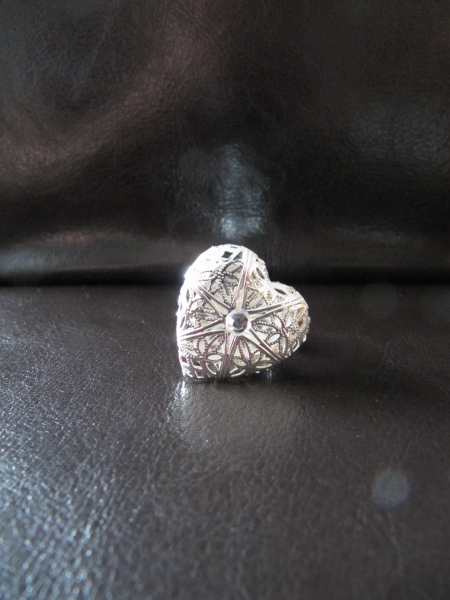 Ausgefallener Ring silber Modeschmuck Medaillion Herz uni versilbert verstellbar