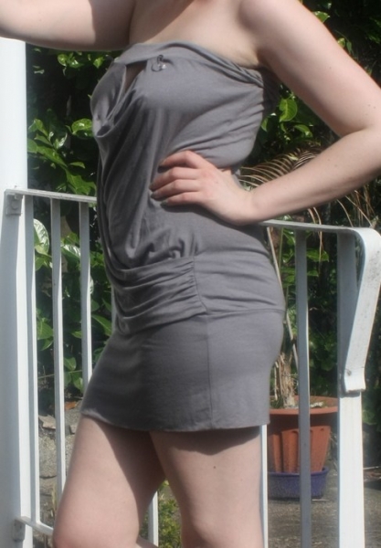 Melrose Kleid, grau, Wasserfall Ausschnitt, Gr. 38