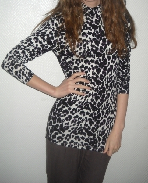 H&M Leo Leopard Pullover Pulli Leo Rolli Top Shirt Tiger creme lila XS S M L 36 38 40 Oversized Rollkragen NEU