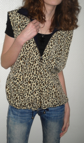 Jacke Weste Leo Leopard Wendejacke Tiger braun beige blau Oversized 36 38 40 42 M L 