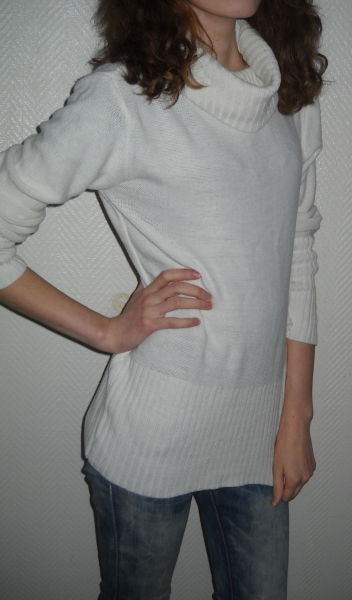 Pullover Pulli Rollkragenpullover Rolli Remel weiß creme Langarm 34 36 XS S M