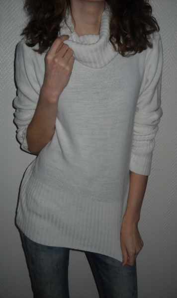 Pullover Pulli Rollkragenpullover Rolli Remel weiß creme Langarm 34 36 XS S M