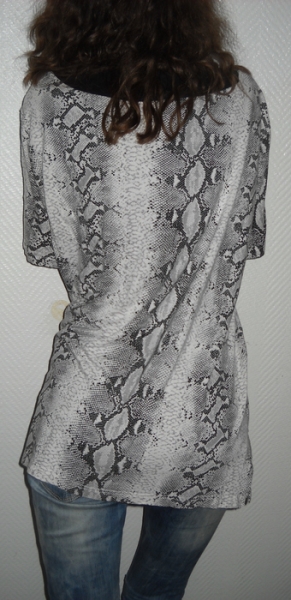 Schlange Animal Print T-Shirt Shirt Pulli Tunika Snake Reptile Kroko weiß creme grau oversized 34 36 38 40 XS S M L