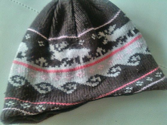 Damen Mädchen Strick Mütze Braun.Rosa.Beige Norweger Muster