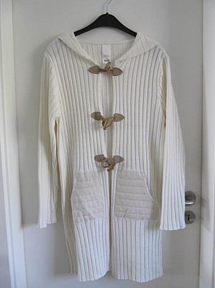 Strickmantel mit Kapuze dufflecoat wollweiß