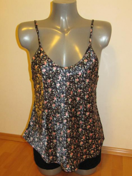 Unterhemd satin Blümchen Spaghettiträger Top