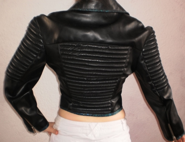Designerjacke: Bikerjacke Mazocha Düsseldorf als weltweites Unikat! Rockchick Metal Stageoutfit