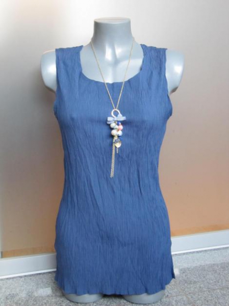 Blaues Longtop Gr.M crinkle Marine vintage