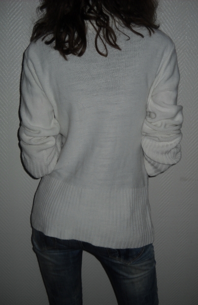 Pullover Pulli Rollkragenpullover Rolli Remel weiß creme Langarm 34 36 XS S M