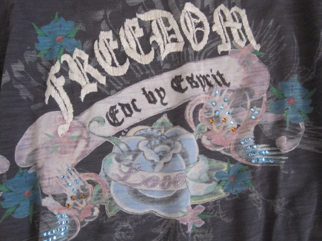 Rockiges T-Shirt  - EDC by Esprit, Größe M grau