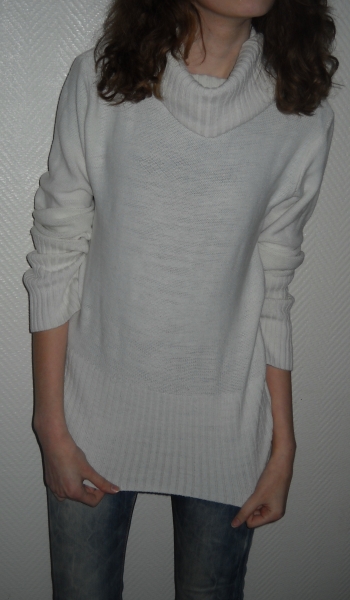 Pullover Pulli Rollkragenpullover Rolli Remel weiß creme Langarm 34 36 XS S M