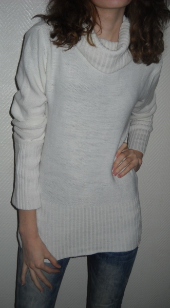 Pullover Pulli Rollkragenpullover Rolli Remel weiß creme Langarm 34 36 XS S M
