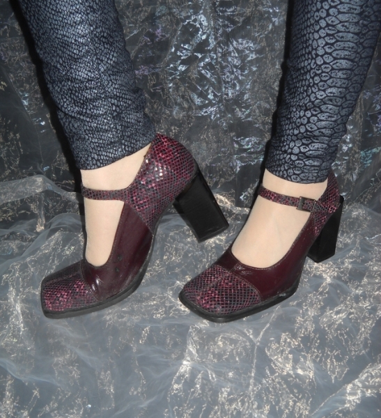 Vintage Mary Jane Schlange Snake Reptile Kroko High Heels Pumps Riemchen Größe 37 38 39 Blogger Schuhe