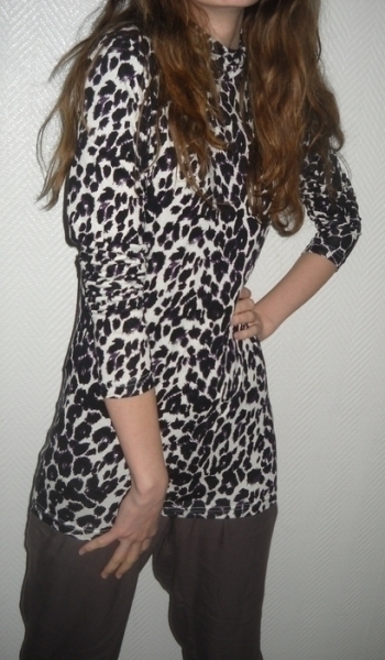 H&M Leo Leopard Pullover Pulli Leo Rolli Top Shirt Tiger creme lila XS S M L 36 38 40 Oversized Rollkragen NEU