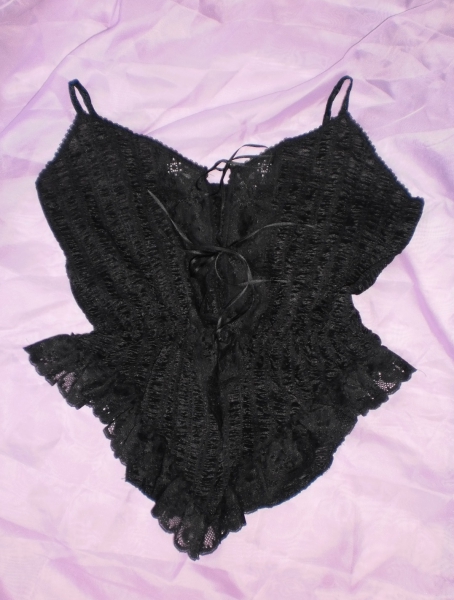 Romantik-Top mit Spitze: Schwarzes 80er-Original! Extremst rar, hochwertig & sexy!