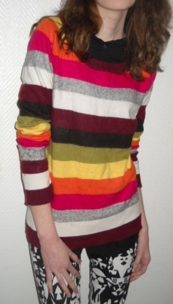 H&M Blogger Pulli Pullover Streifen Stripes bunt gestreift Baumwolle Angora XS S M 34 36 38 warm