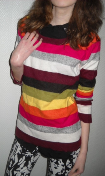 H&M Blogger Pulli Pullover Streifen Stripes bunt gestreift Baumwolle Angora XS S M 34 36 38 warm