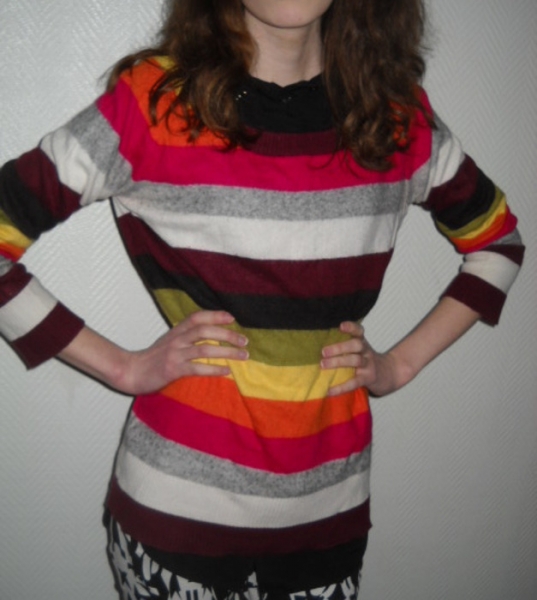 H&M Blogger Pulli Pullover Streifen Stripes bunt gestreift Baumwolle Angora XS S M 34 36 38 warm