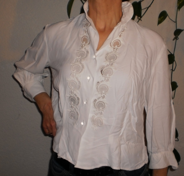 Vintagebluse mit Spitze in weiß & Gr. 46 – Edelfashion!