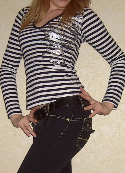 Shirt gestreift, Gr. XS mit Kapuze