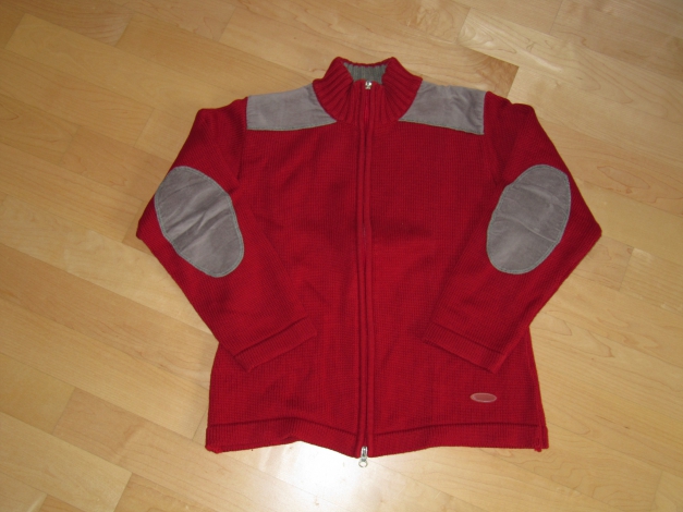 Toller roter Strickcardigan mit Ellenbogenpatches grau / Seventeenup