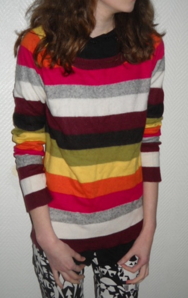 H&M Blogger Pulli Pullover Streifen Stripes bunt gestreift Baumwolle Angora XS S M 34 36 38 warm