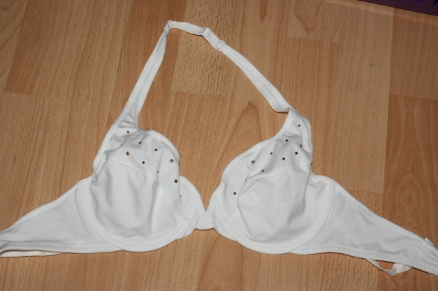 Neckholder BH, 75B, bunte Steinchen, nie getragen