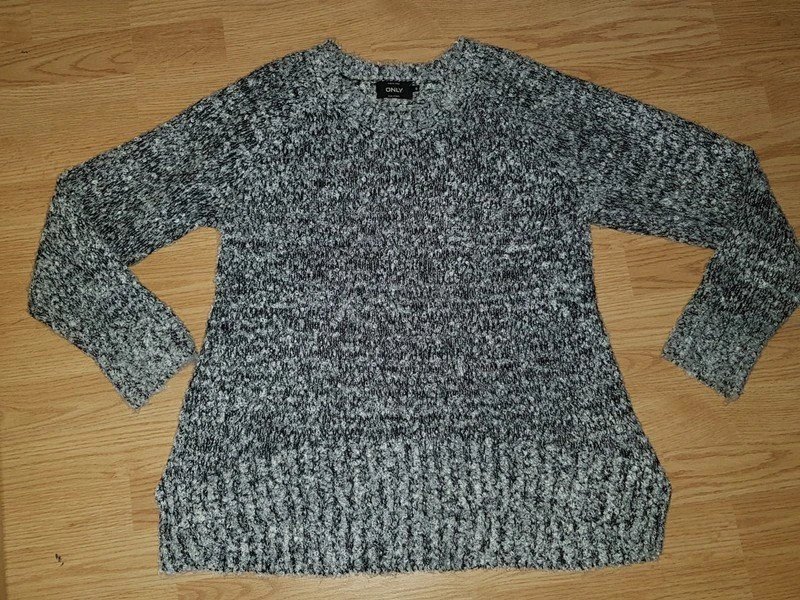 Oversize Pullover Pulli warm Only Gr.S / 36 Strickpulli melliert grau schwarz