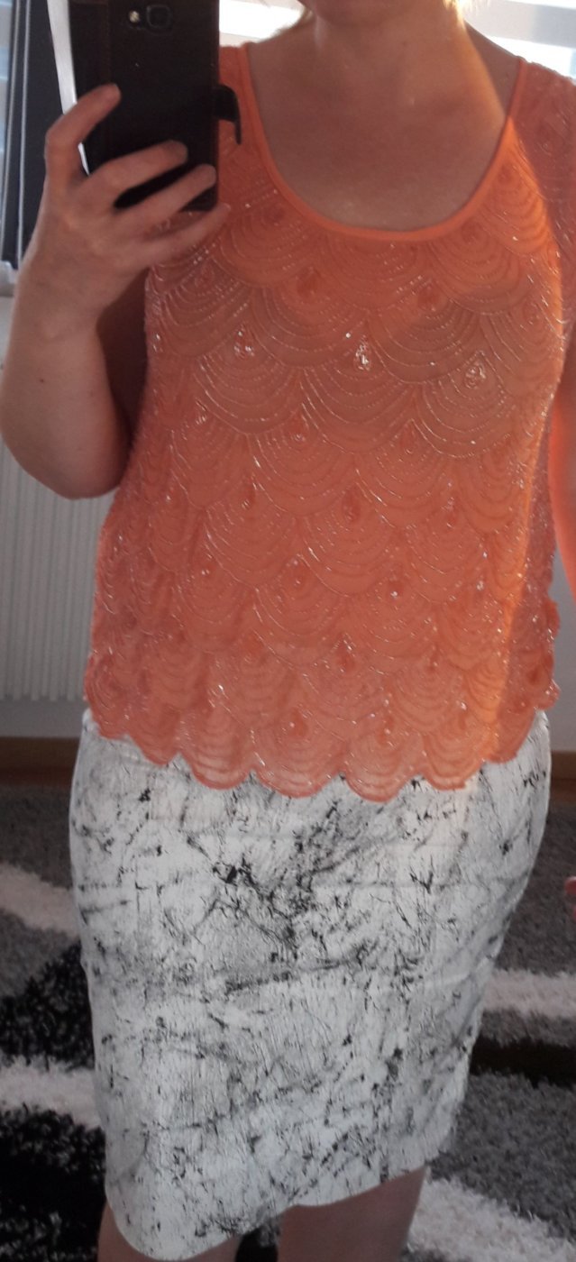 Bluse Top Shirt T-Shirt Vila by Vero Moda Gr XL 42 Tunika locker Pearl NEU Party