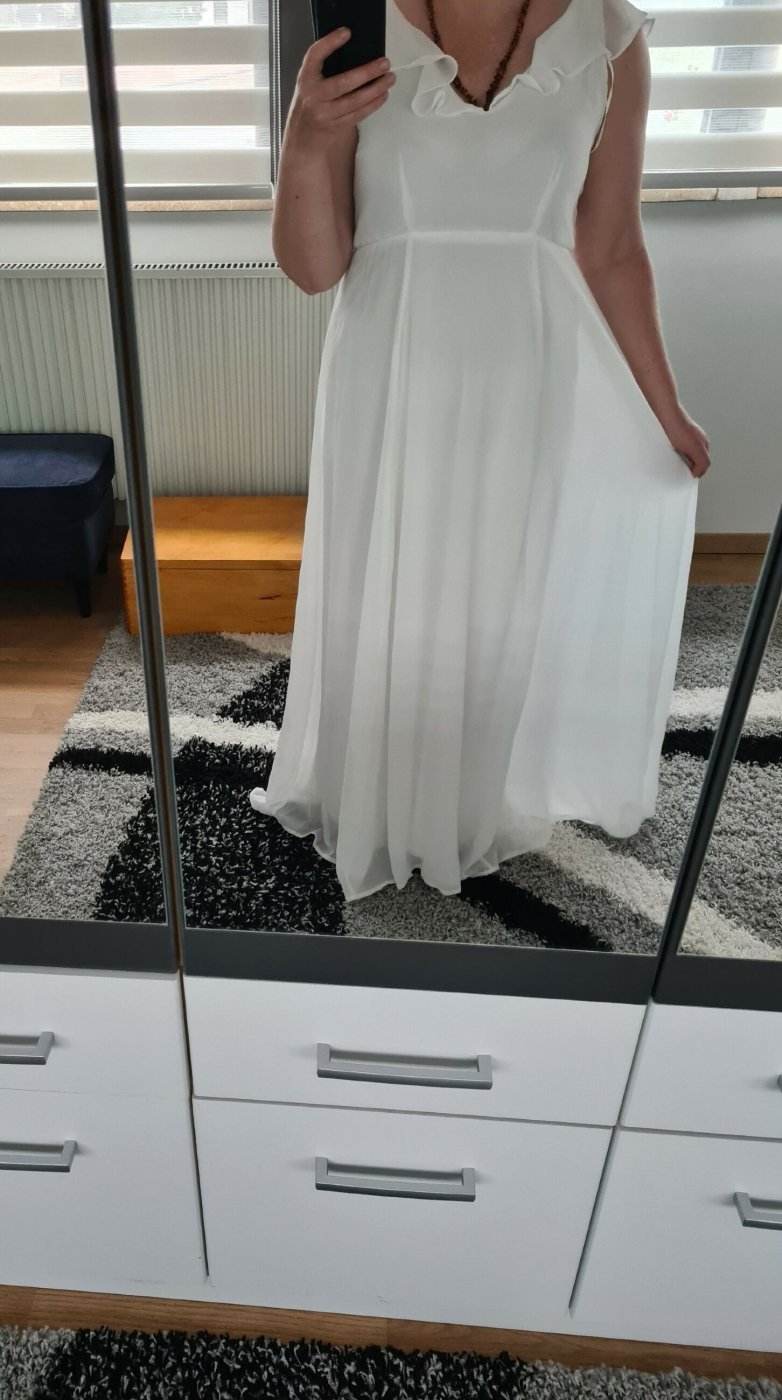 Abendkleid Maxikleid Hochzeit Vila Gr. 42 weiß NEU langes Kleid