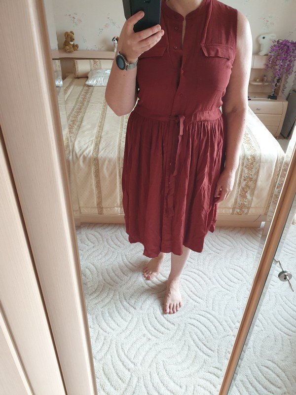 Sommerkleid Midikleid YAS Gr. M (38/40) Oversize rostbraun Viscose Kleid Blusenkleid
