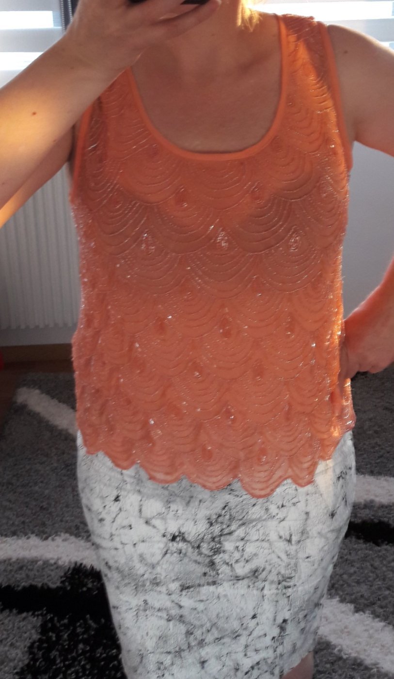 Bluse Top Shirt T-Shirt Vila by Vero Moda Gr XL 42 Tunika locker Pearl NEU Party