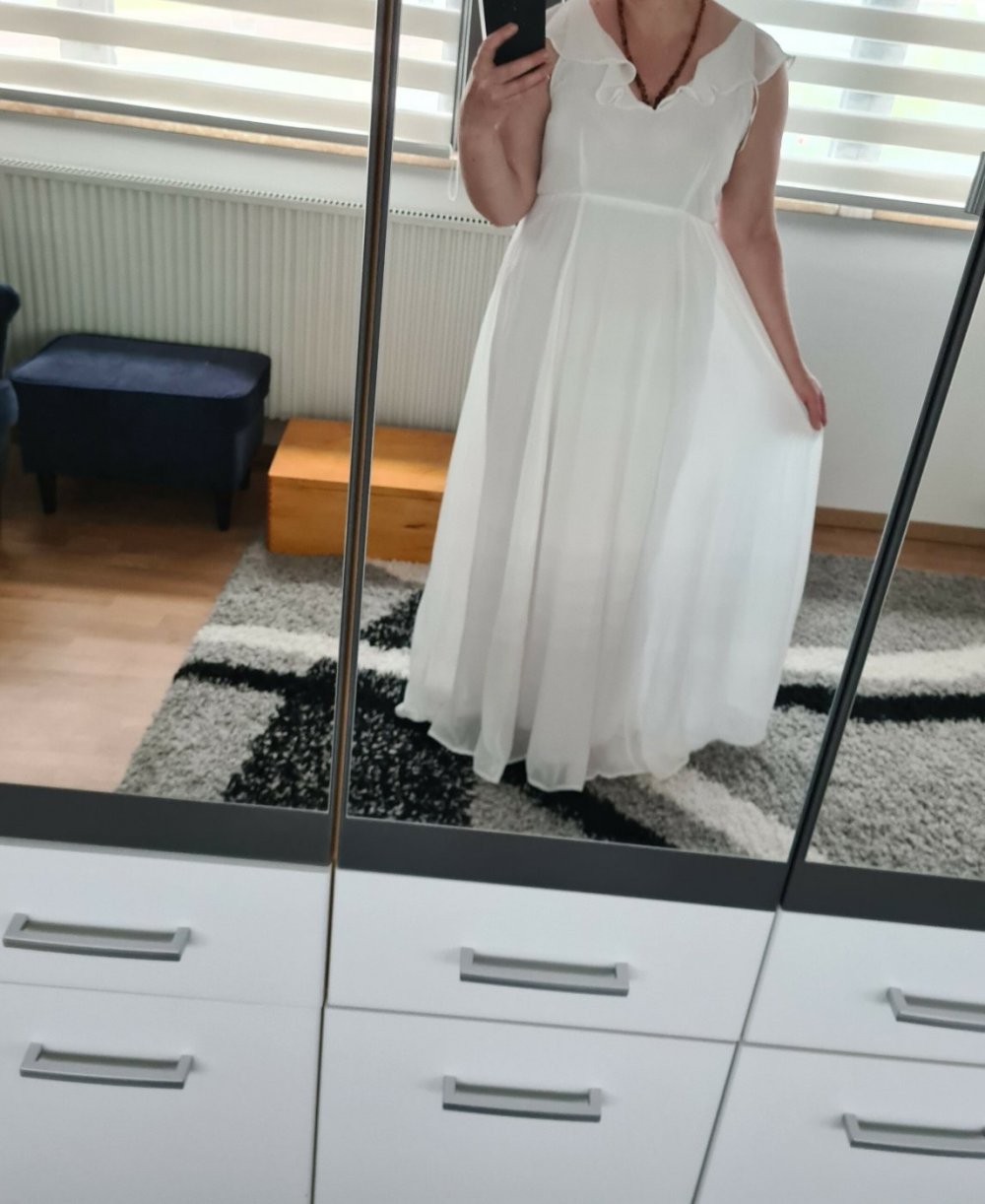 Abendkleid Maxikleid Hochzeit Vila Gr. 42 weiß NEU langes Kleid