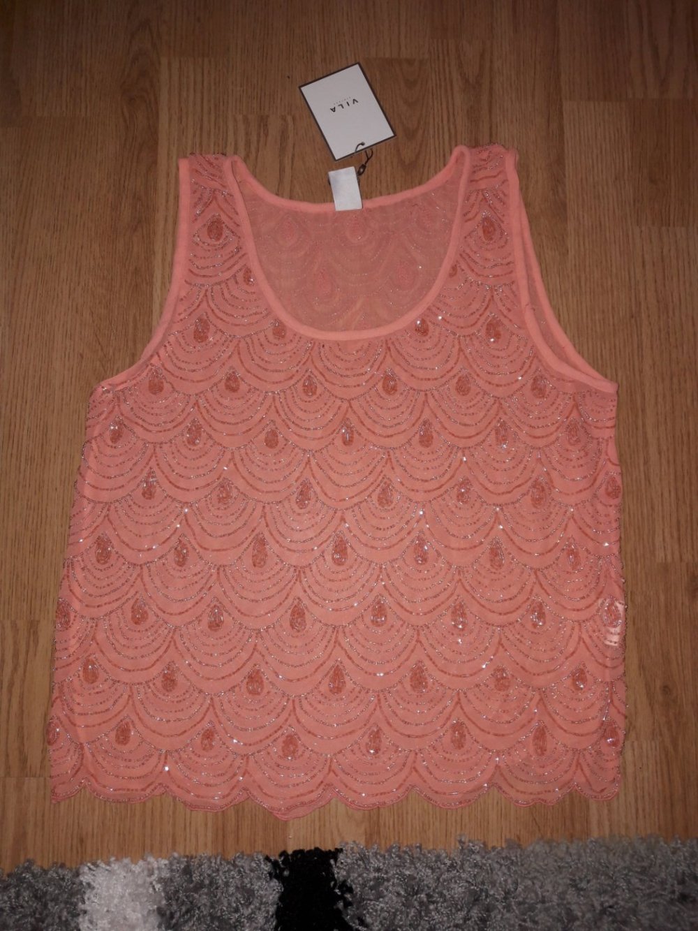 Bluse Top Shirt T-Shirt Vila by Vero Moda Gr XL 42 Tunika locker Pearl NEU Party