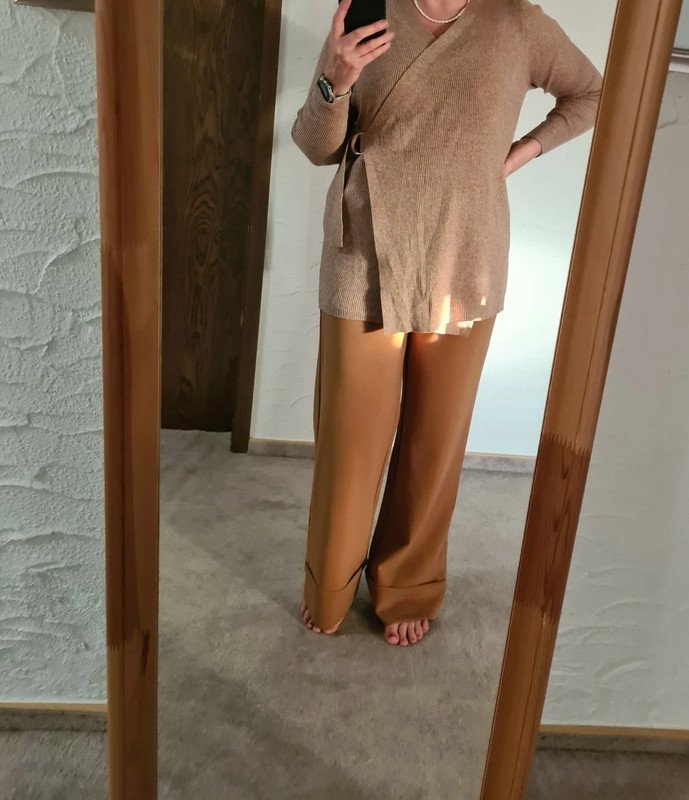 Langer Strickjacke Cardigan beige / hellbrau Object Gr.L NEU Oversize