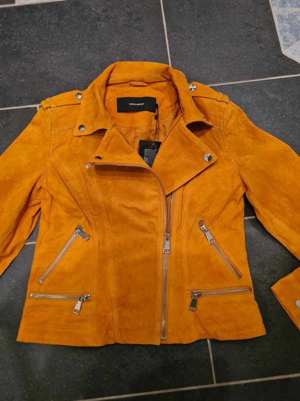 Bikerjacke Lederjacke Vero Moda Gr. L (38 -40) senffarbe neu Wildlederjacke 100% Leder