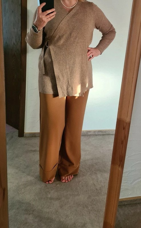 Langer Strickjacke Cardigan beige / hellbrau Object Gr.L NEU Oversize