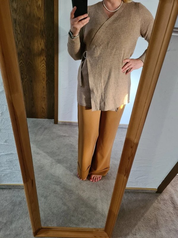 Langer Strickjacke Cardigan beige / hellbrau Object Gr.L NEU Oversize