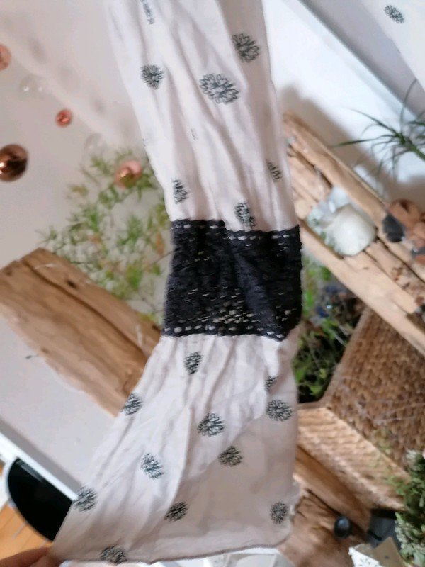 Neu Isla Ibiza Bonita Tunika Kleid Gr. L mit Seide Häkel Saum Hippie Boho