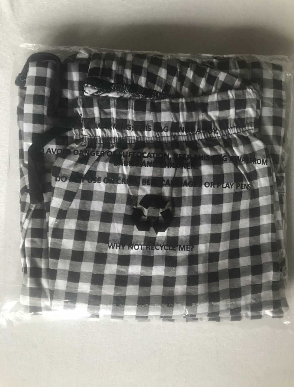 Brave Soul Pyjama Set Kariert Grinham Shorts Hemd Schlafanzug schwarz weiß S