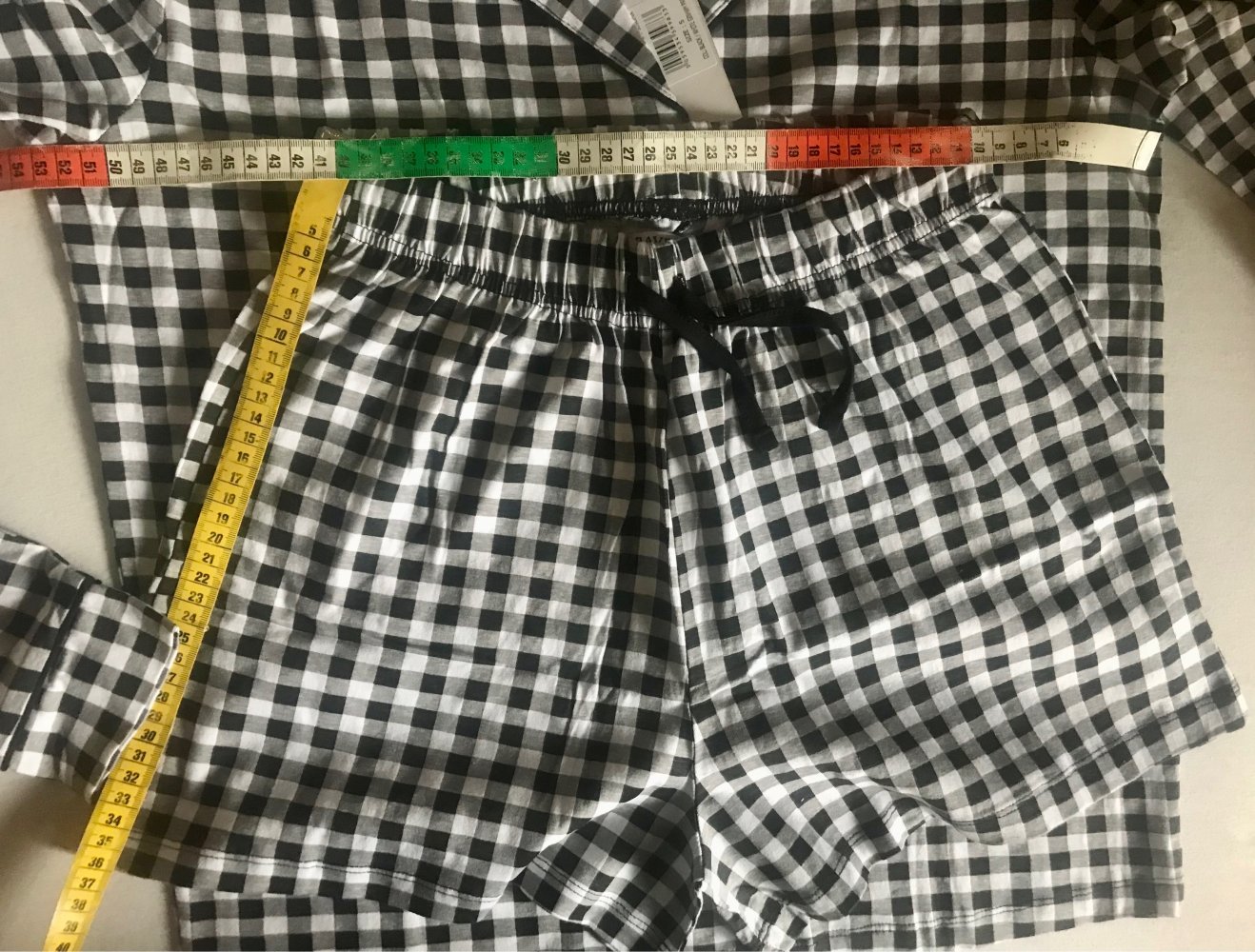 Brave Soul Pyjama Set Kariert Grinham Shorts Hemd Schlafanzug schwarz weiß S