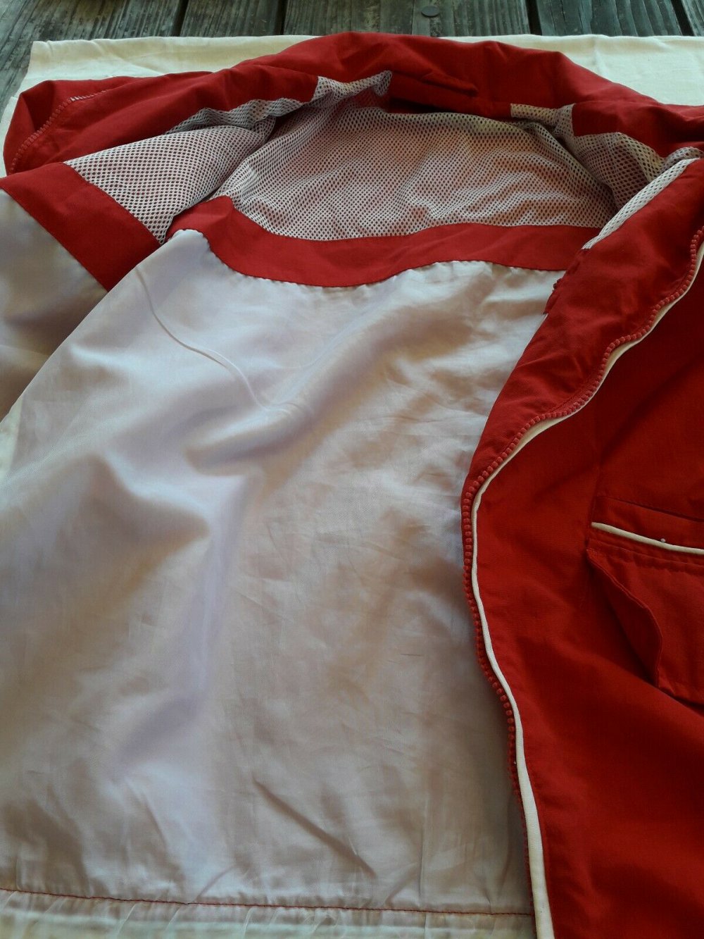 Jacke , rot und beige * Windjacke, Regenjacke * mit Kapuze